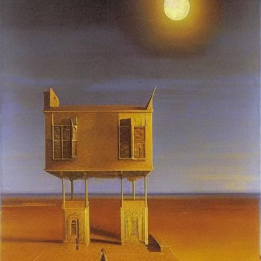 Surreal Moonlit Station in the Style of Dali and Eyck