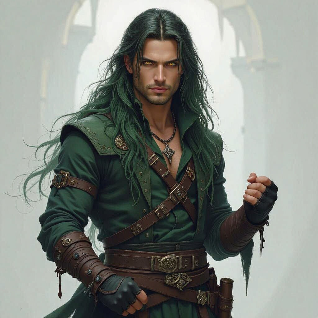 Striking Warlock Portrait with Daggers