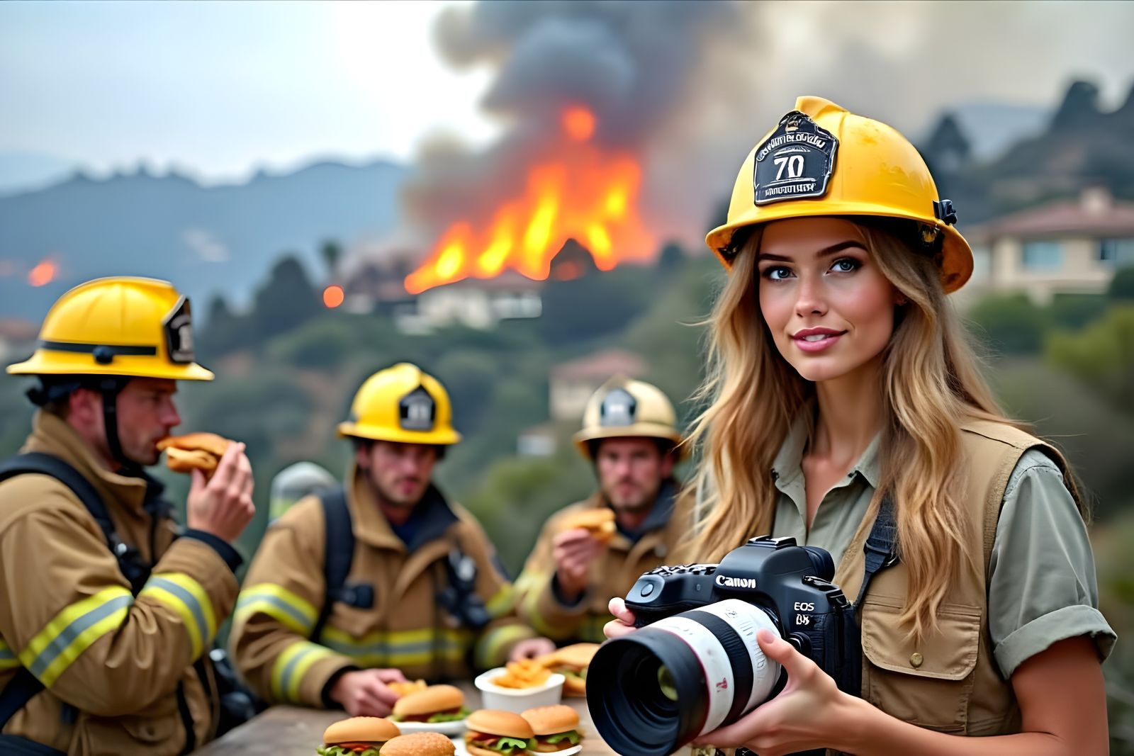 Photojournalist and Firefighters Portrait in Pacific Palisad...