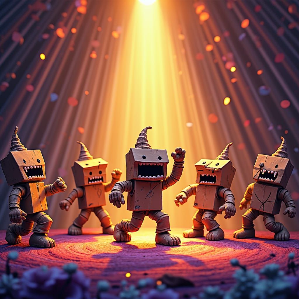 Cardboard Box Monsters Perform on Fractal Stage