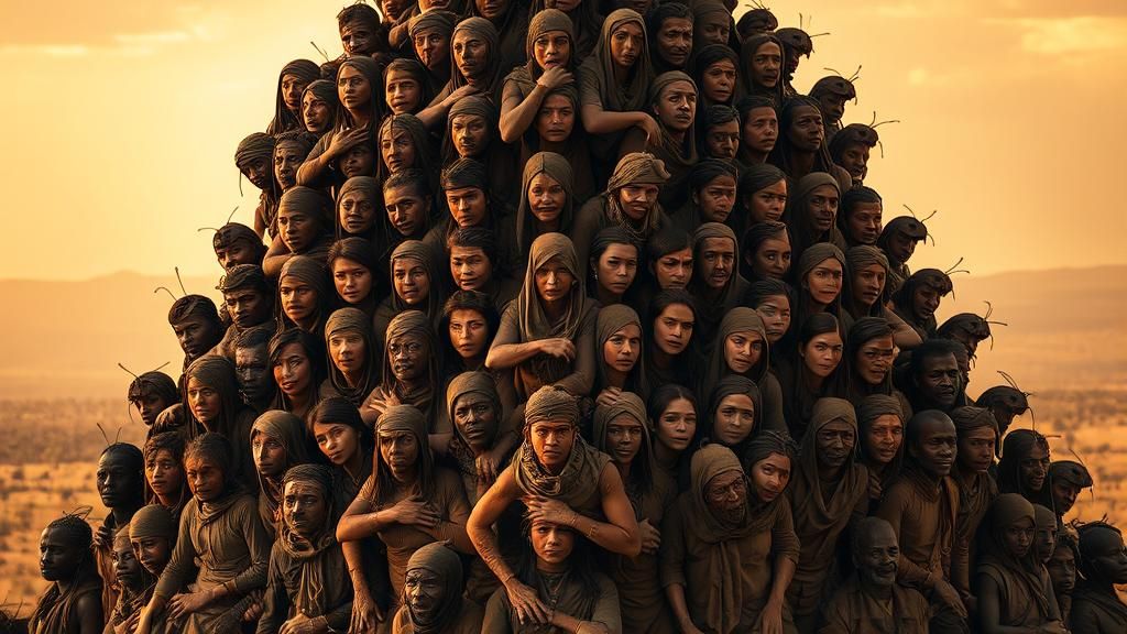 Towering Human Pyramid Inspired by Ant Society