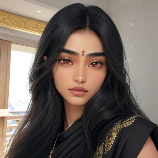 Nepali Girl Portrait with Himalayan Mountain Backdrop