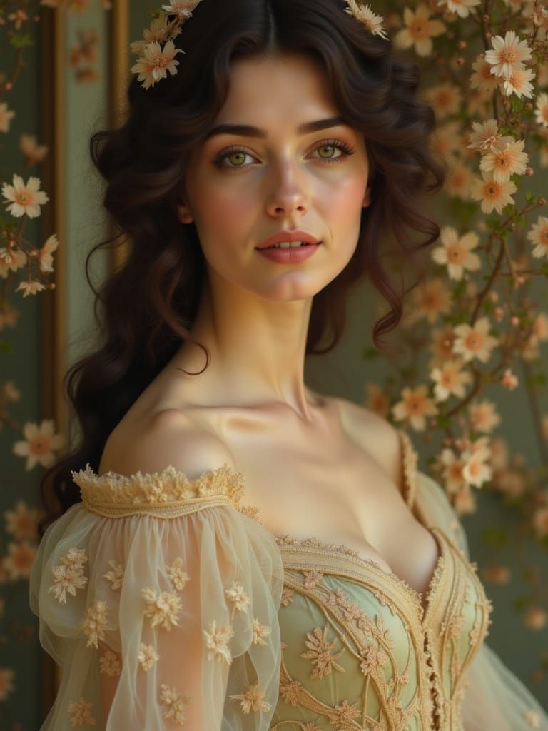 Elegant Lady in Art Nouveau Style