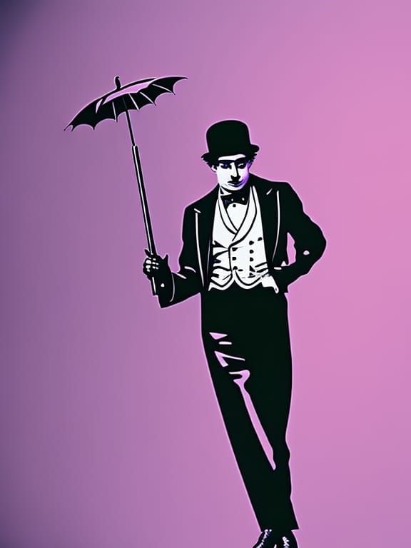 Charlie Chaplin in Retro Graffiti Art Style