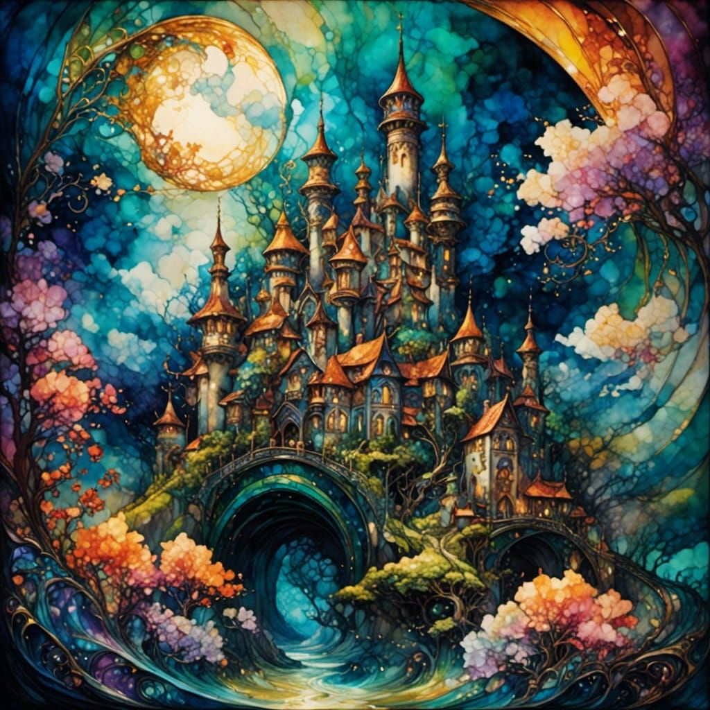 Fantasy Fraktur Bold Font in Alcohol Ink Style