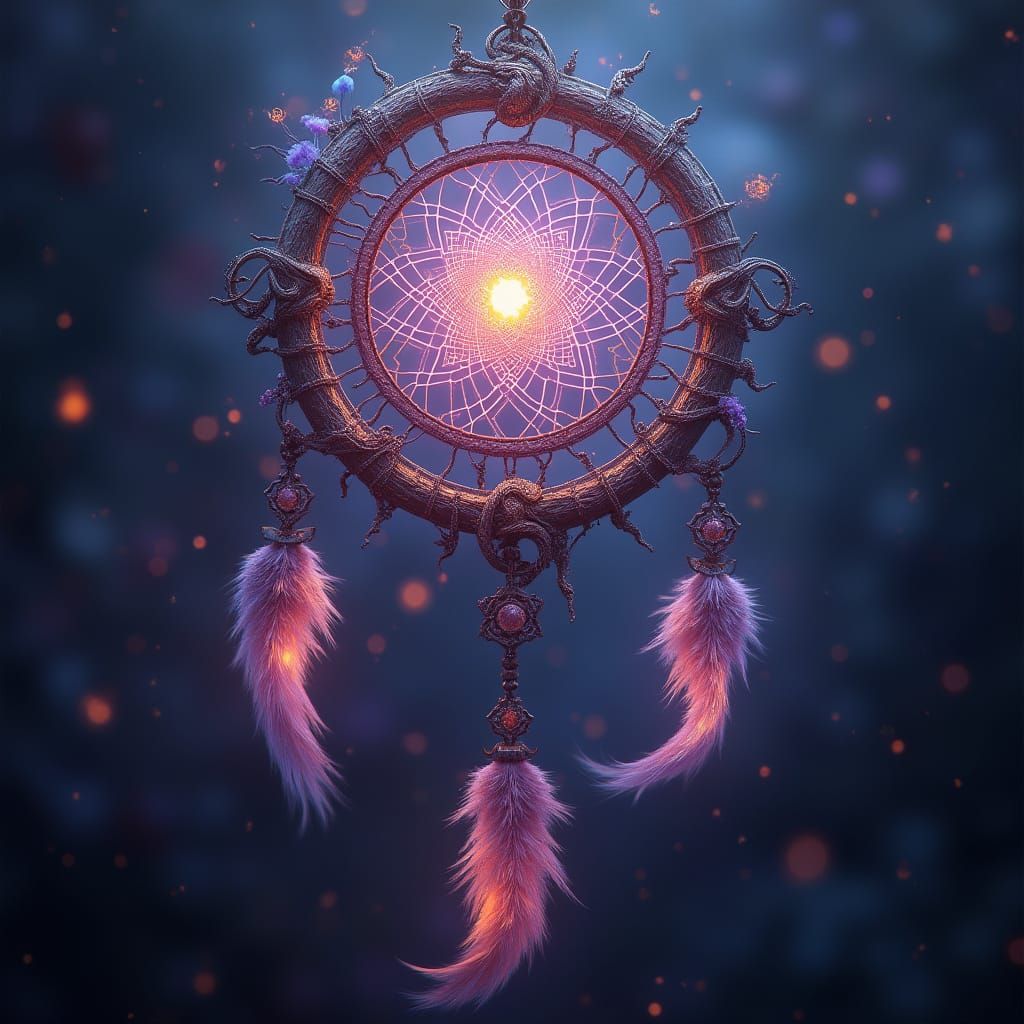Surreal Dreamcatcher in Vibrant Fantasy Art