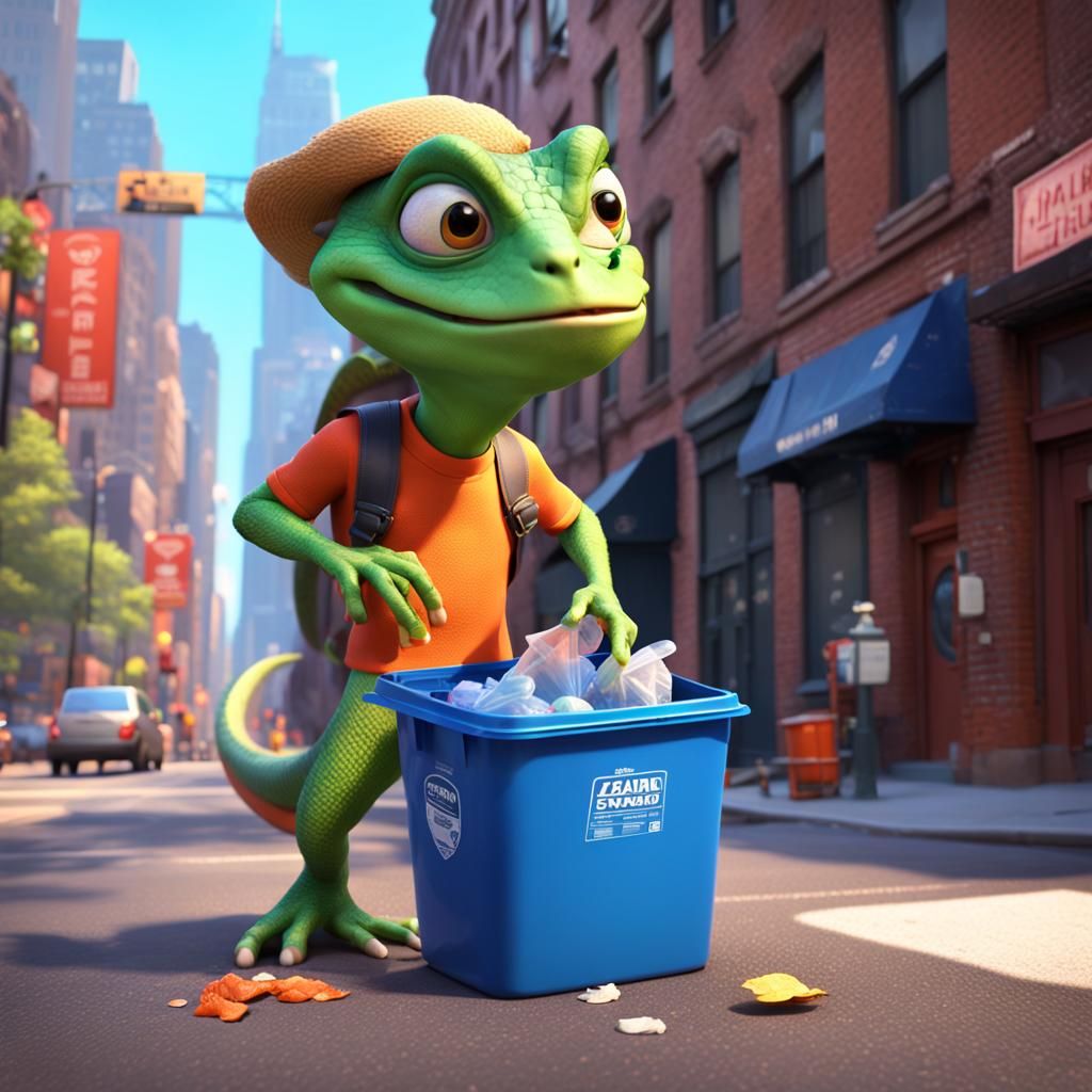 Lizard-Man Does Chores in New York: Pixar-Style