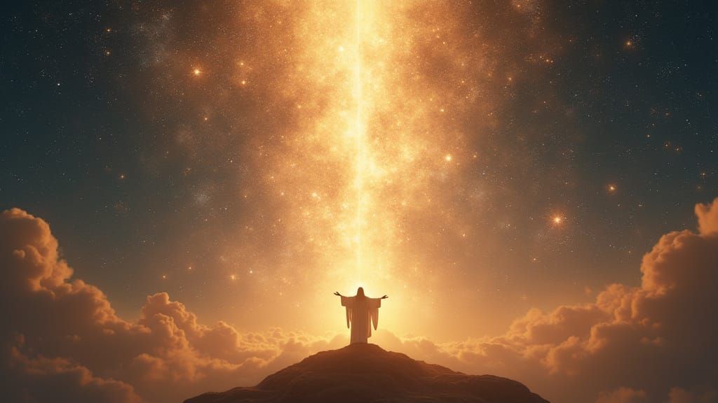 Jesus Christ in Infinite Cosmos as Ethereal Digital Painting