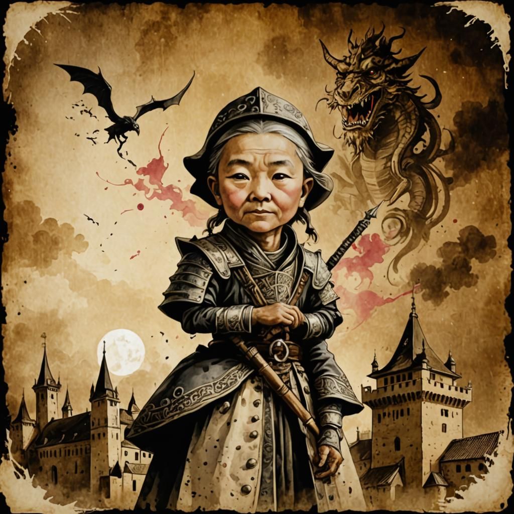 Nostradamus Prophecy Portrait in Sumi-e Style