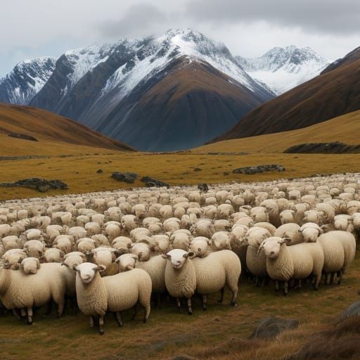 Sheep Grazing in Scenic New Zealand Landscape