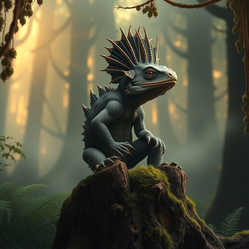 Majestic Mohawk Tuatara in Prehistoric Forest