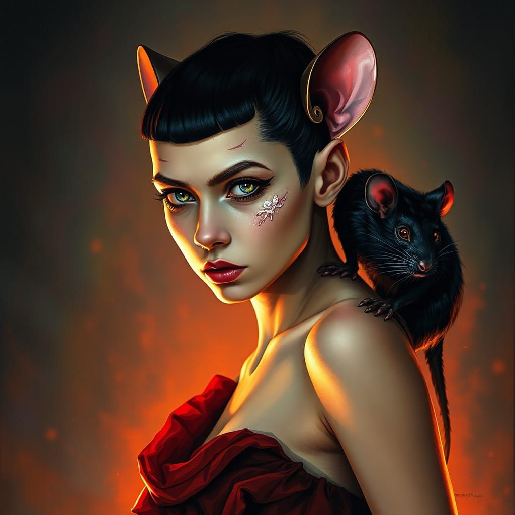 Yolandi Visser with Rat in Dark Fantasy Style