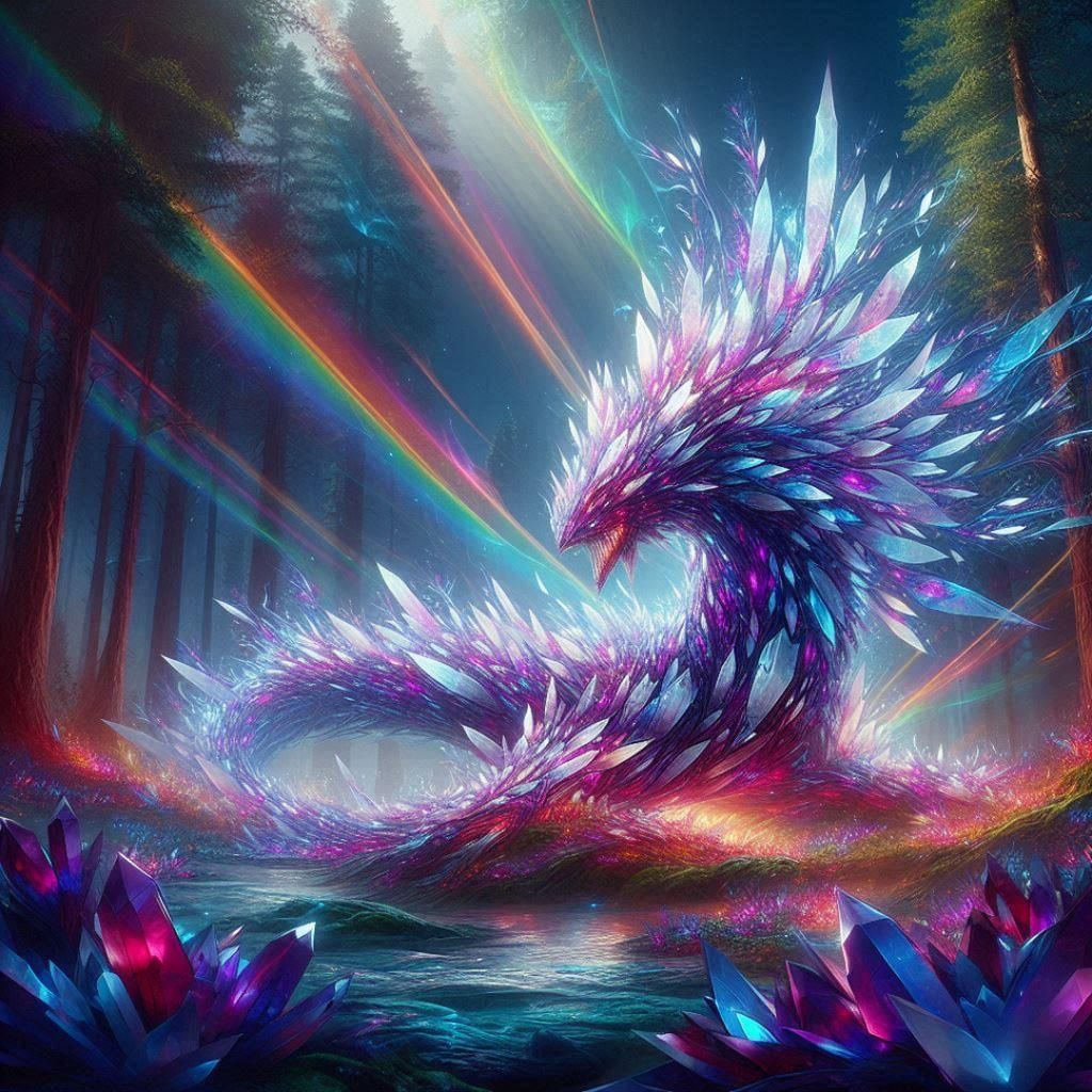 Fire and Crystal Elemental Emerges in Ethereal Forest