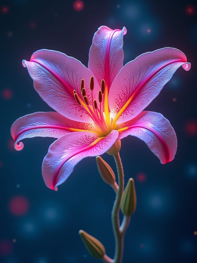 Ethereal Stargazer Lily in Neon Hues