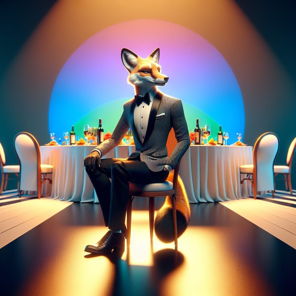 Sophisticated Fox at Dinner Party in 4K