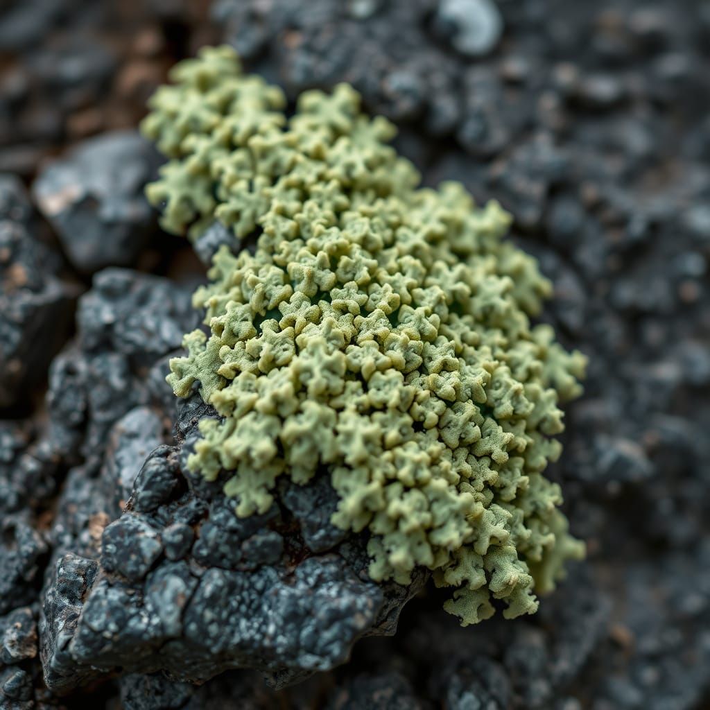 Detailed Macro Photo of Lichen on Rock