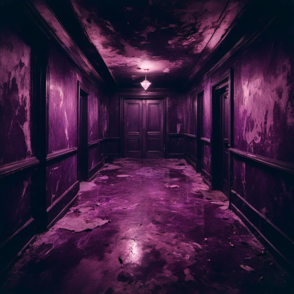 Dark Corridor with Glowing Elevator: Cinematic Film Still