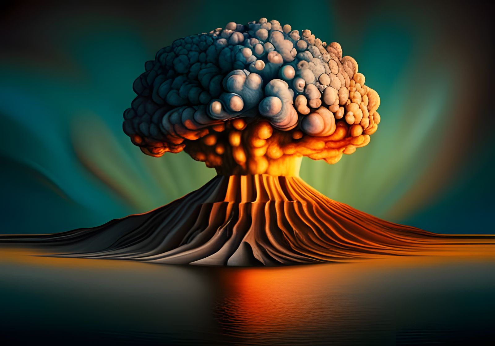 Surreal Nuclear Explosion as Oil Painting