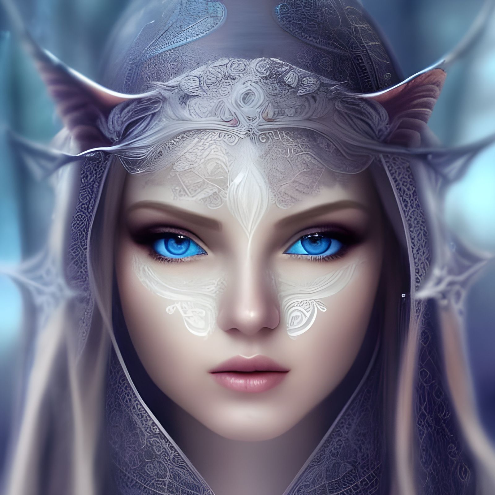 Beautiful Elf with Blue Eyes: Digital Matte Painting