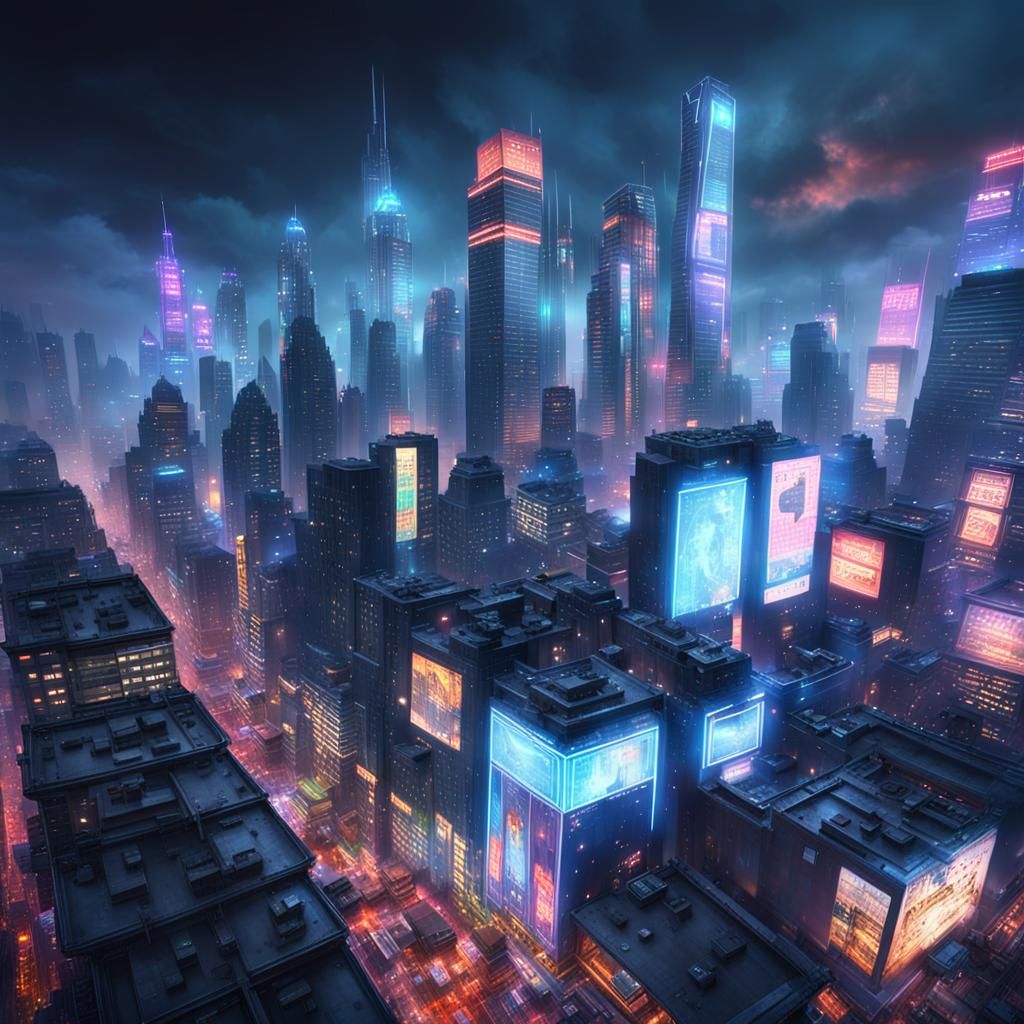 Luminescent Cityscape in a Digital Matte Painting