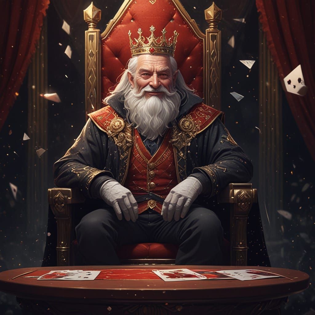 King of Diamonds Sitting on Throne, Smiling