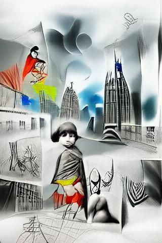Art Deco Child's Drawing in Picasso Comic Style