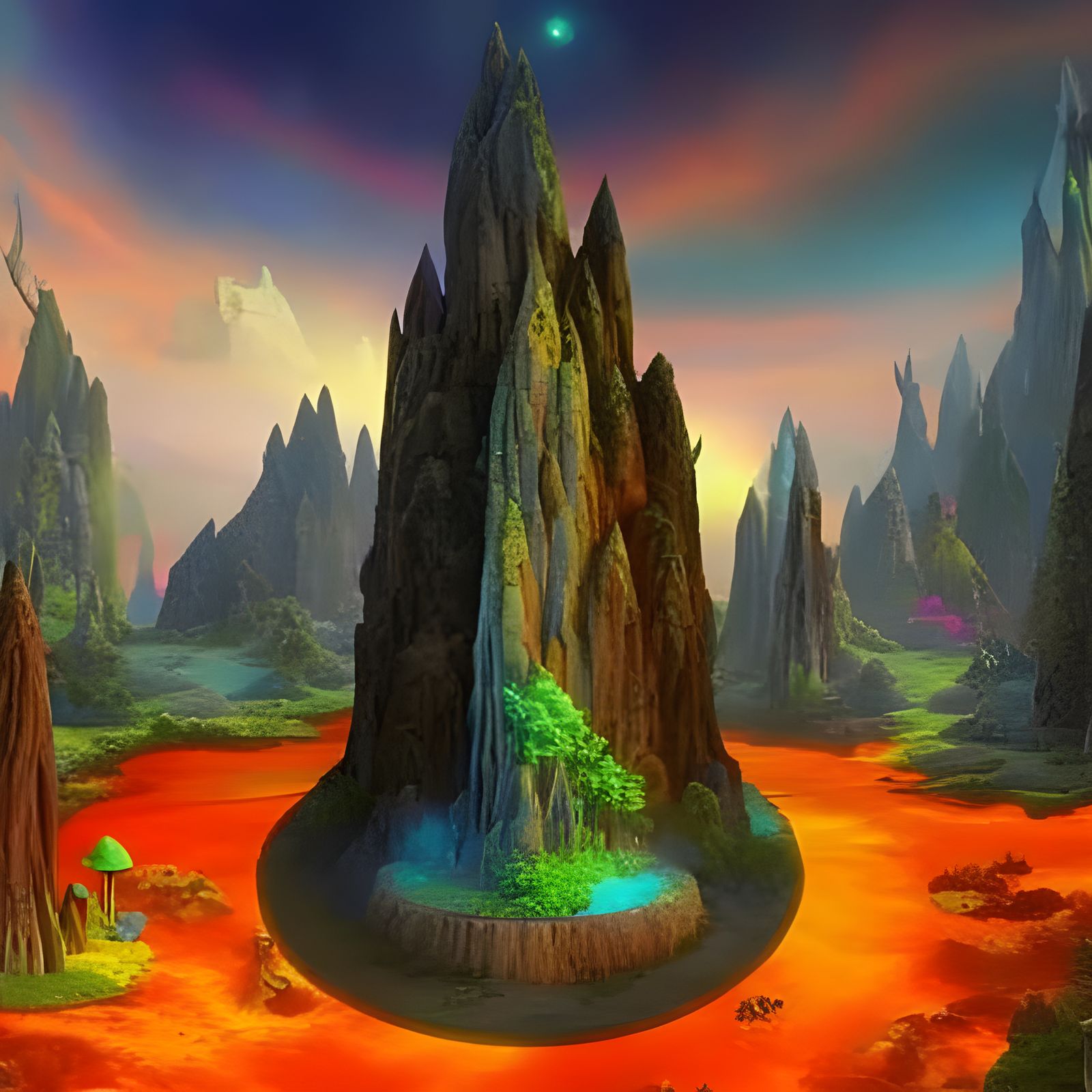 Elven Stronghold Mushroom Tower in Neon Forest