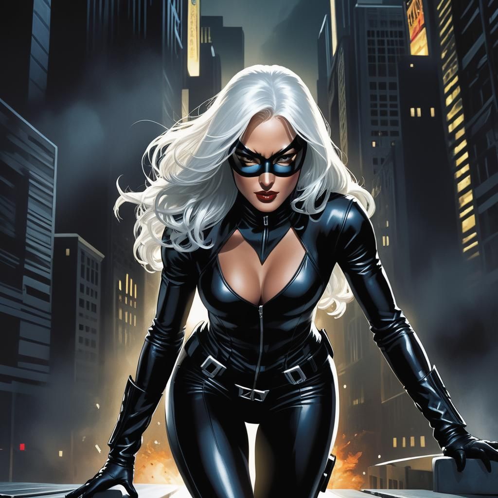 Black Cat Comic Book Art in Yanick Paquette Style