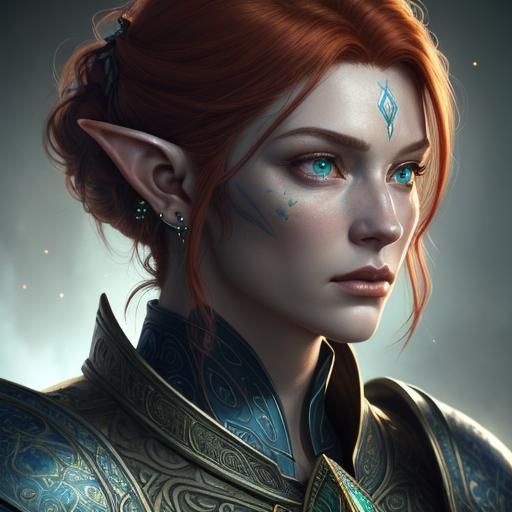 Hyper-Realistic Elf Portrait with Silver Armor