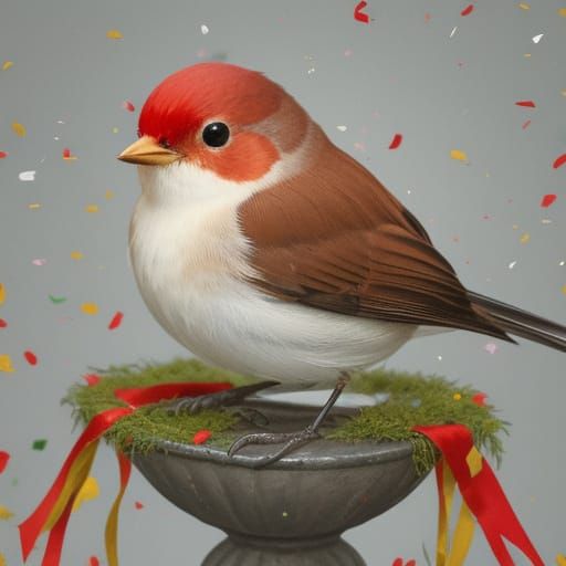 Robin Celebrates Victory on a Pedestal