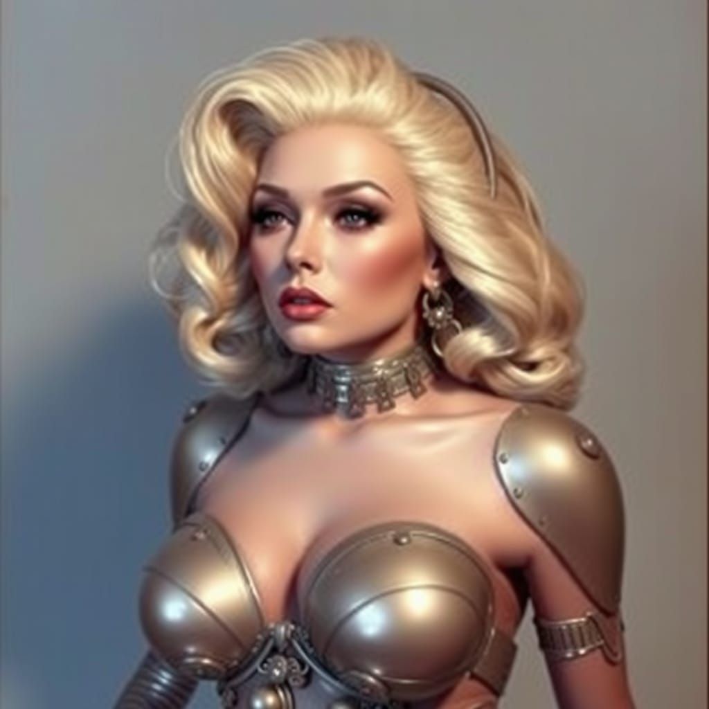Cyborg Mae West in Gilded Glamour