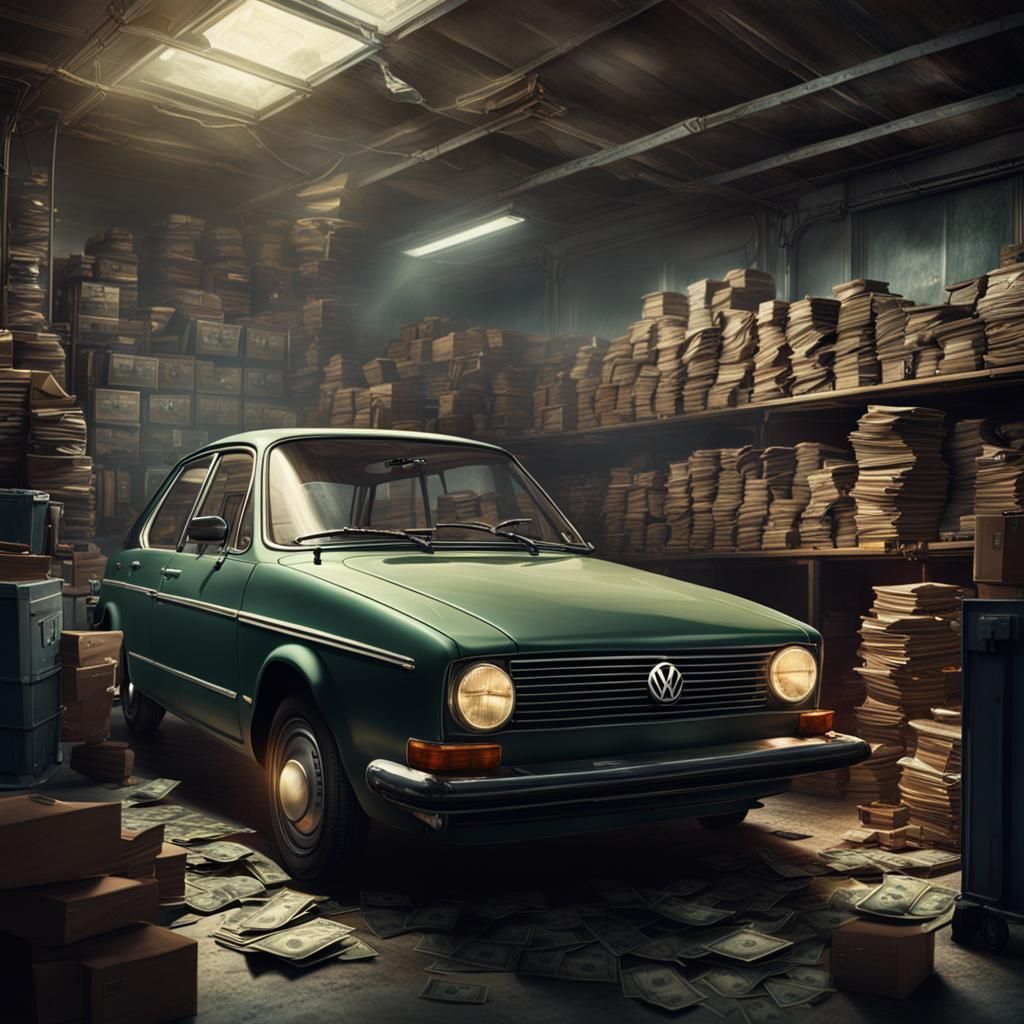 Car Salesman with VW Passat: Digital Matte Painting