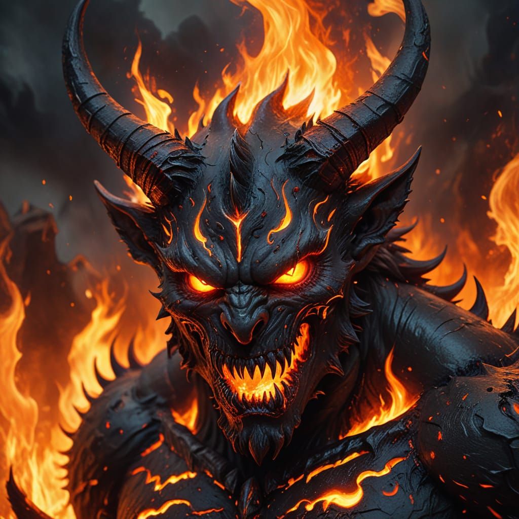 Demonic Earth Close-Up in Dark Fantasy Oil Painting