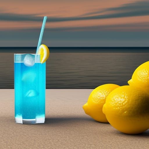 Refreshing Summer Drink with Lemon, Futuristic Style