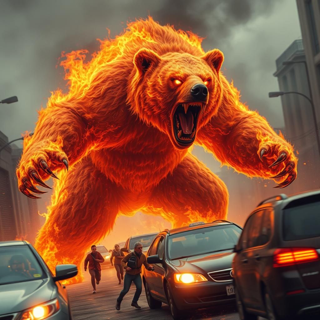 Enraged Fire Bear Destroys City