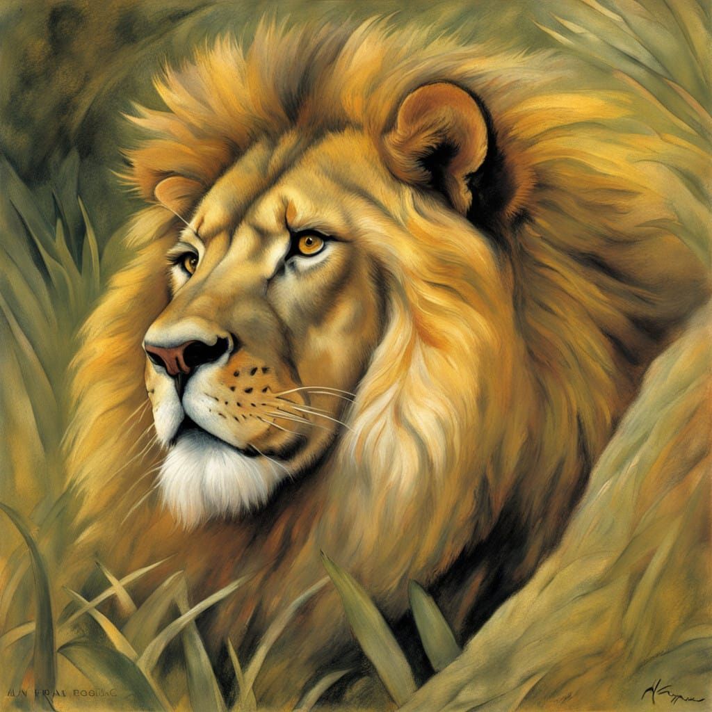 Golden Lion's Majestic Fluffy Tail