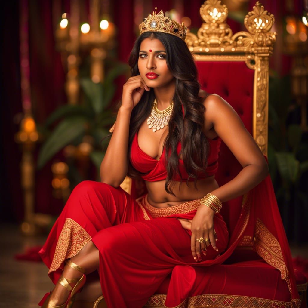 Stunning Indian Goddess on Throne: Professional Photography