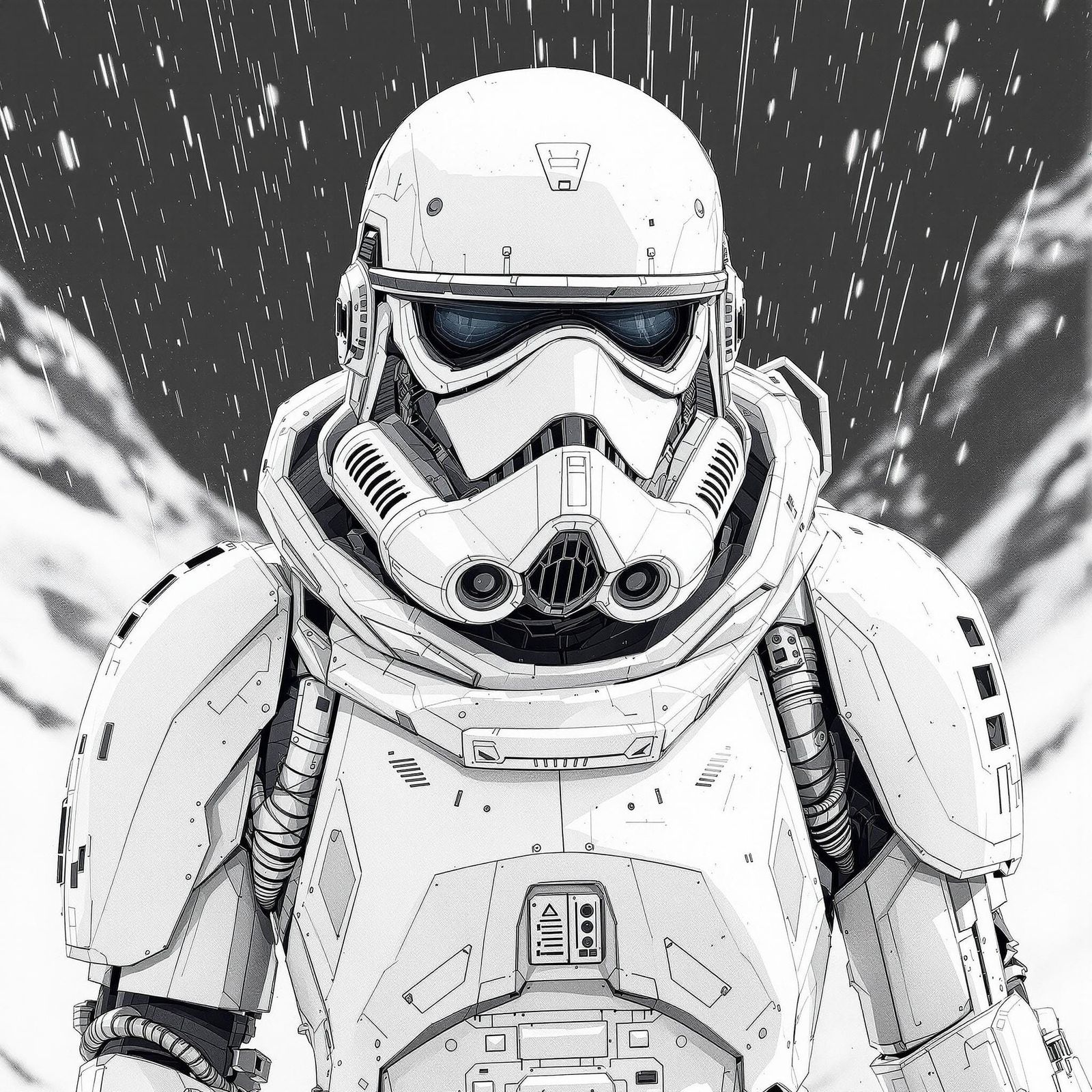 Cyberpunk Snow Trooper in Star Wars Style