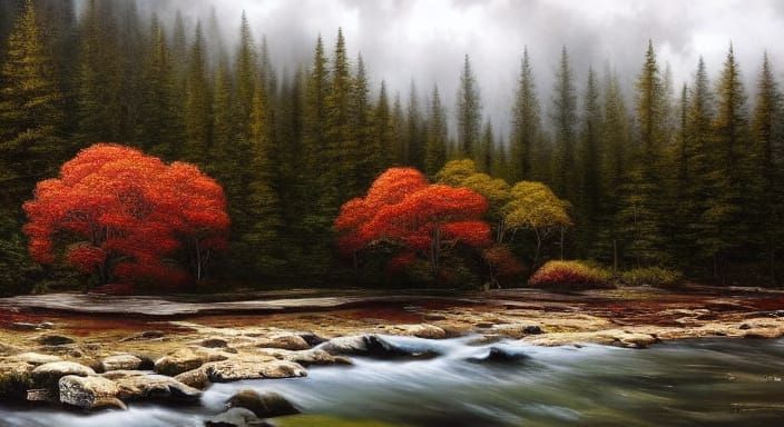 Dark Pine Tree Bark in Vibrant Polychromatic Hues