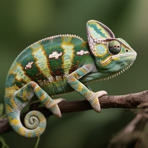 Camouflaged Chameleon Blends Seamlessly