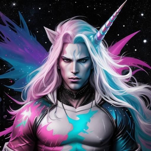 Christmas Unicorn Drizzt Fusion in Graffiti Art