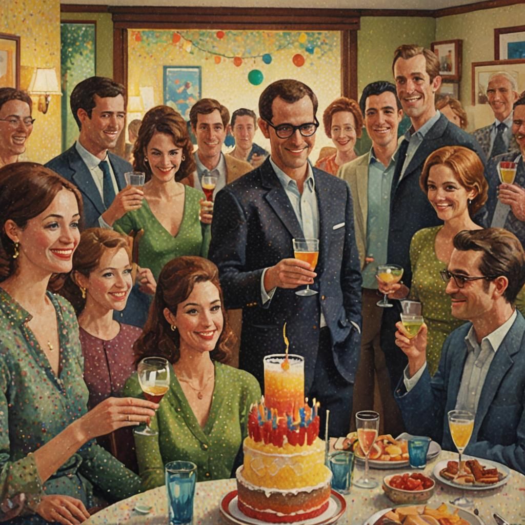 Pointillist Birthday Party in Modern Apartment