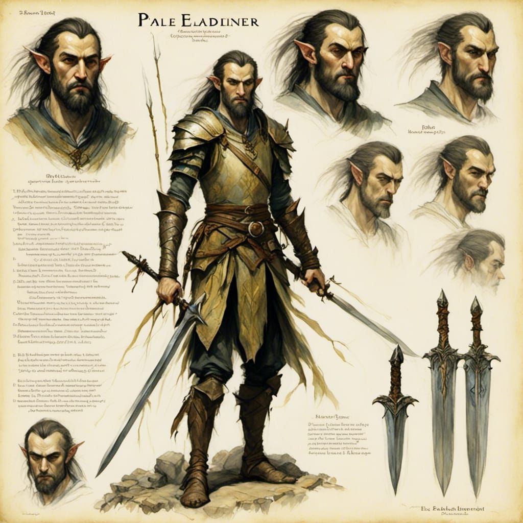 Eladrin Elf Hunter Character Model Sheet