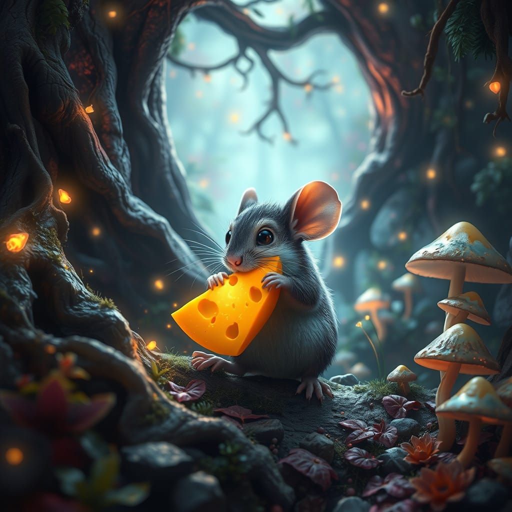 Whimsical Mouse in Enchanted Realm