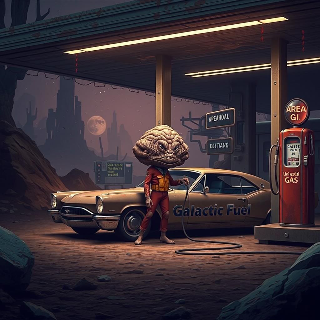 Another weird looking dude filling up on galactic gas