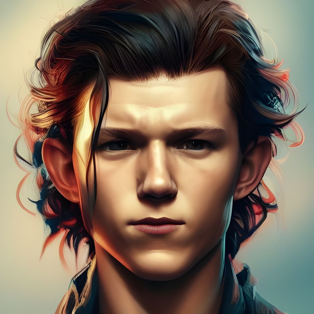 Tom Holland as Spiderman Portrait in Splash Art Style