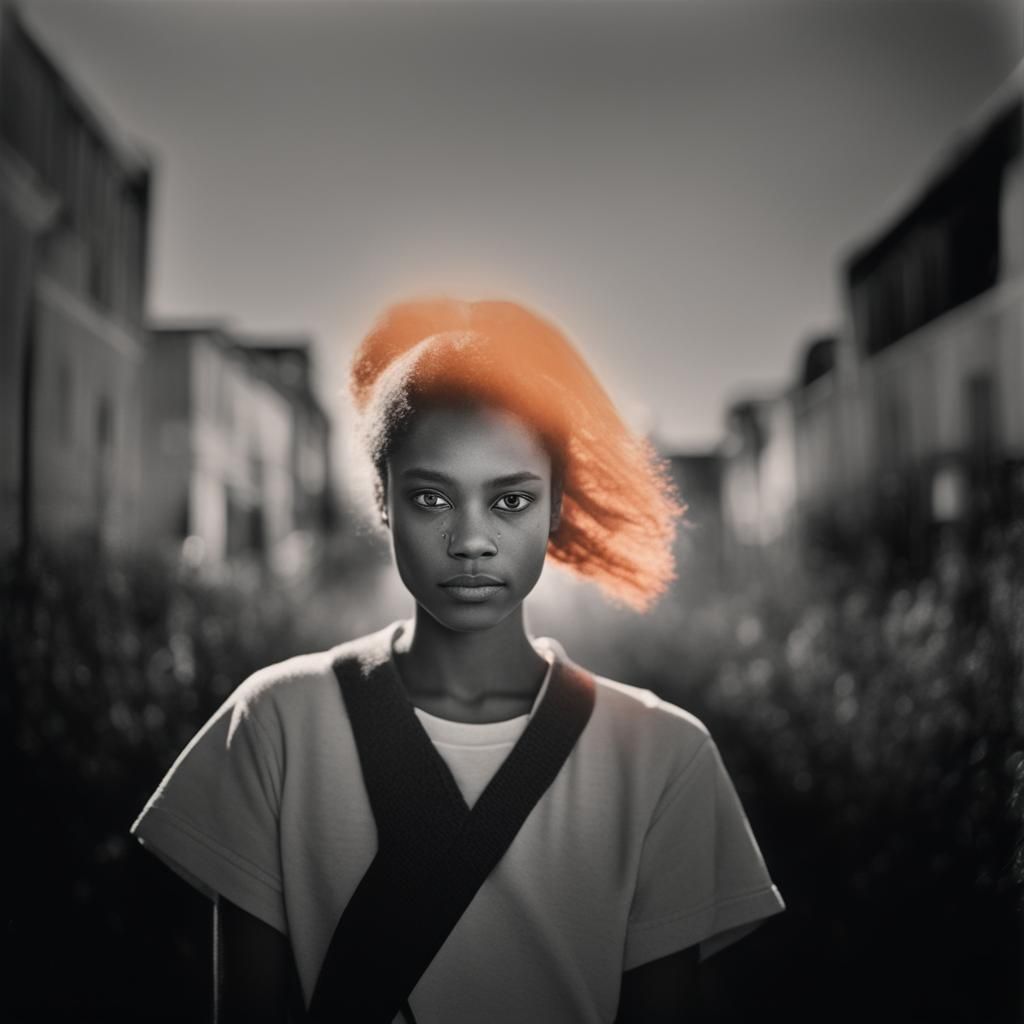 Photorealistic Black and White Portrait of a Woman