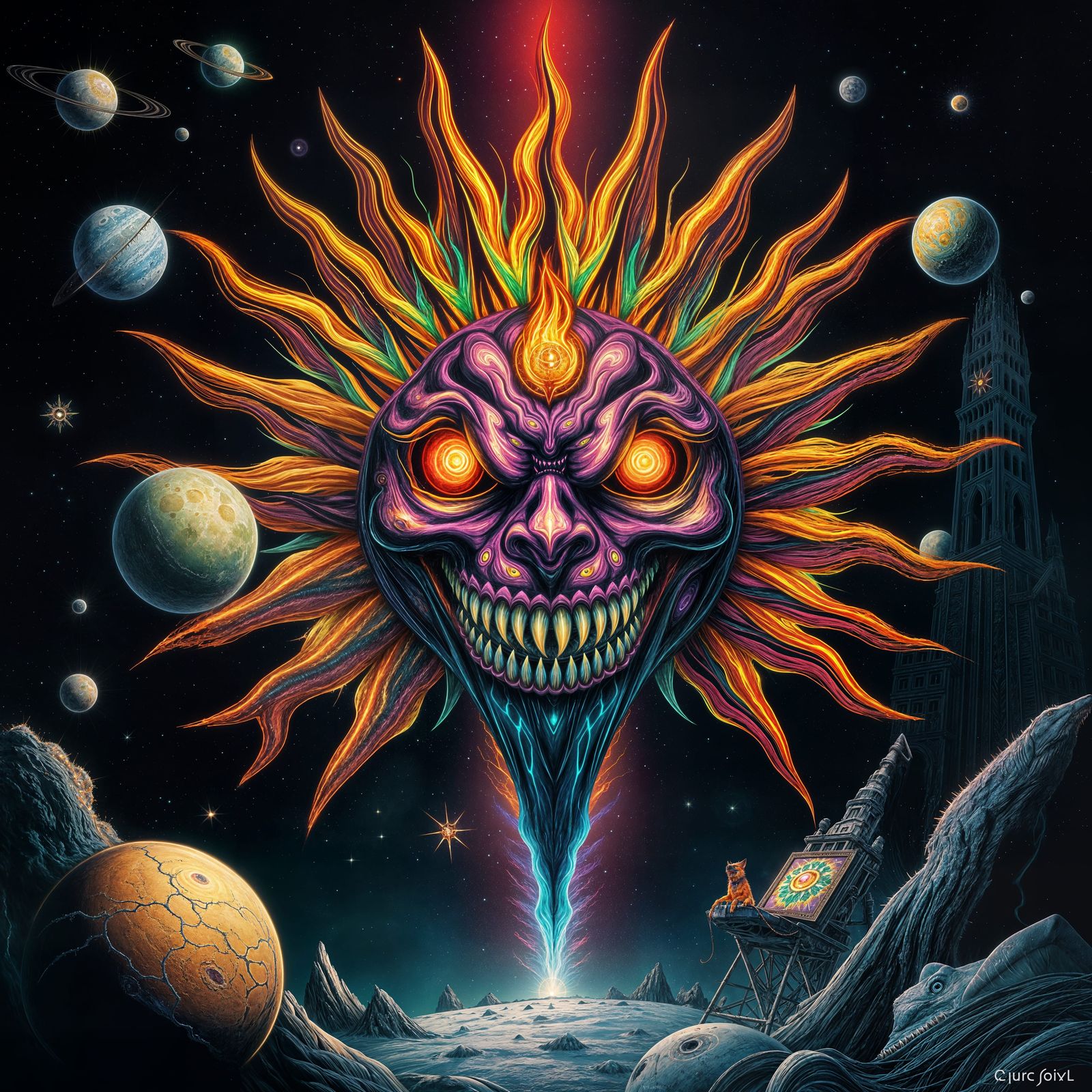 Celestial Demon in Dark Comic Book Style