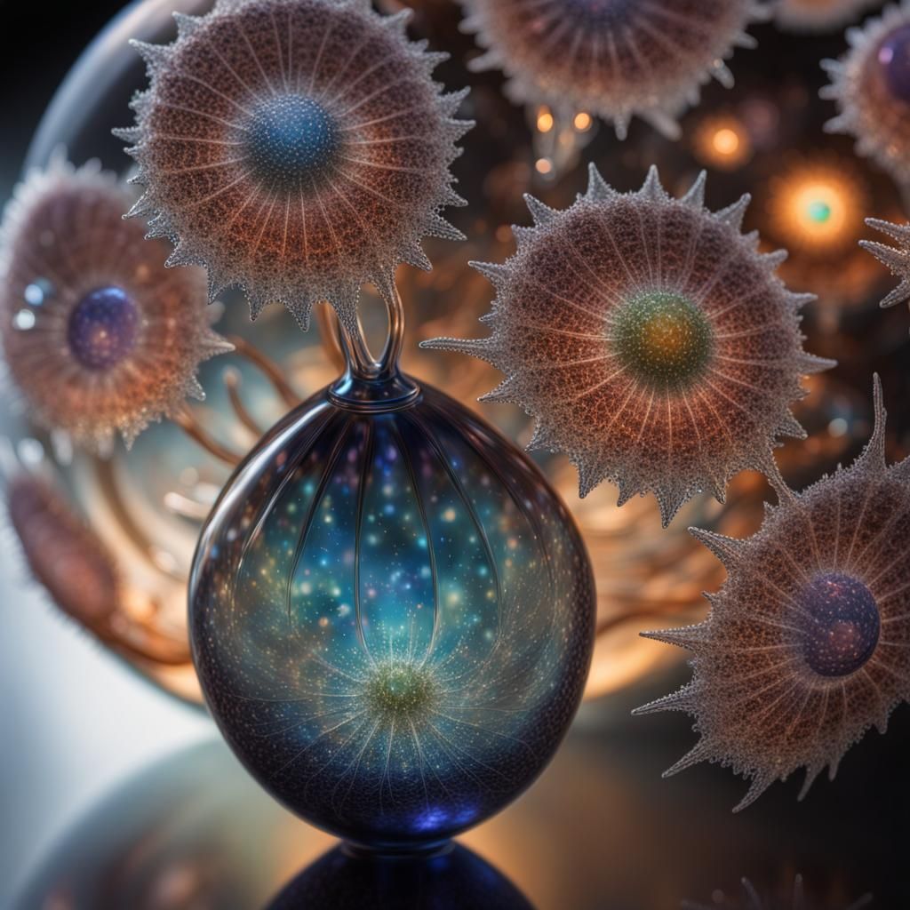 Intricate Radiolarian Venetian Glass Sculpture in Cosmos