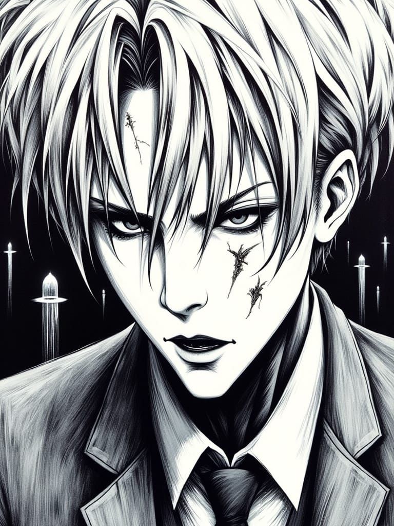 Brooding Portrait Inspired by Gothic Horror Art